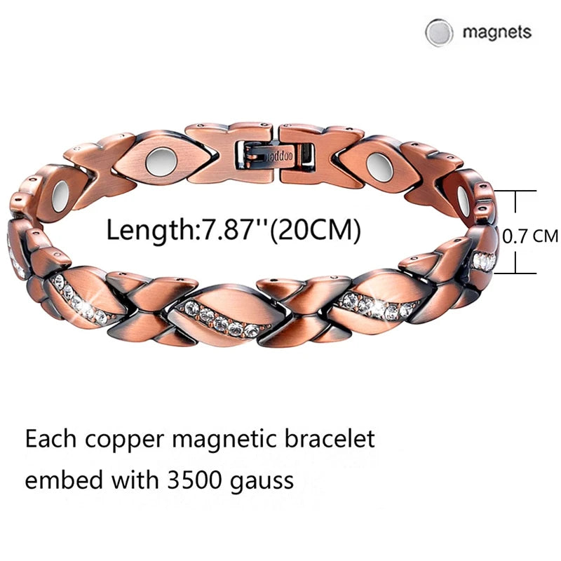 Men’s Pure Copper Magnetic Bracelet – Germanium Therapy Link Chain Arthritis Relief