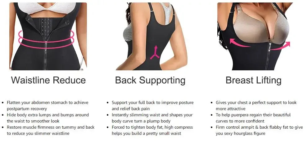 Women’s Waist Trainer Corset – Zipper Cincher Tank Top with Straps
