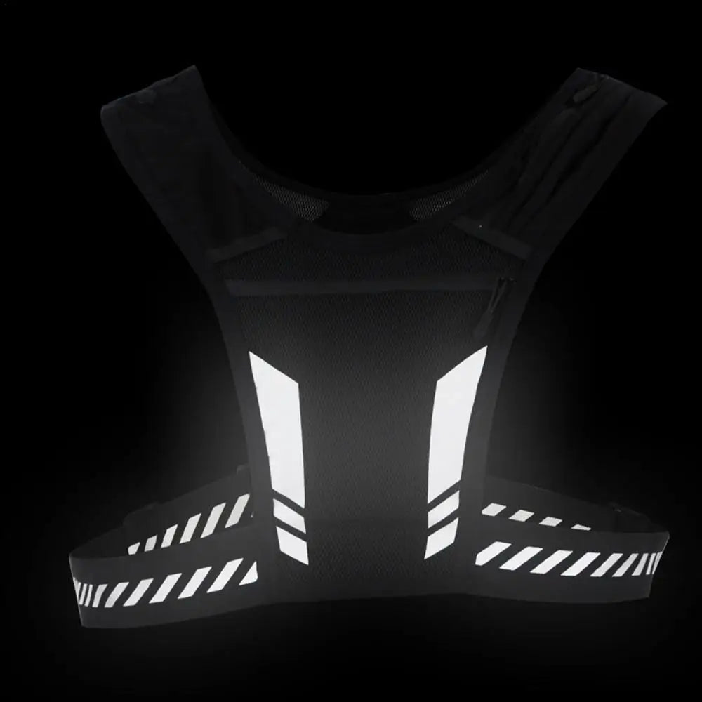 Reflective Running Vest w/ Bottle Holder – Lightweight Hydration Pack for Jogging