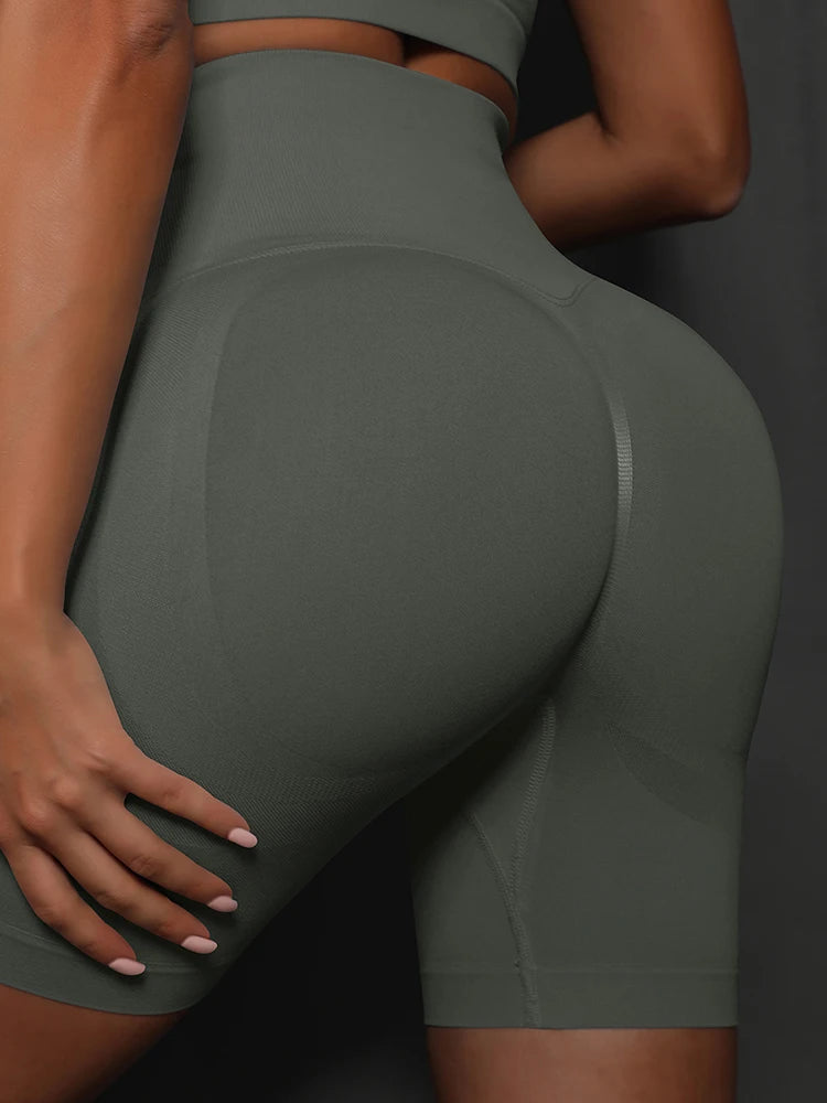 🩳 Seamless Yoga Shorts for Women – High Waist Push-Up Fit