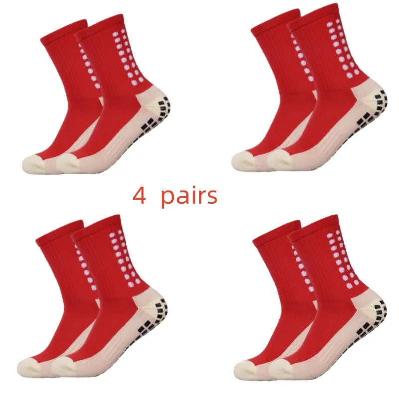 4 Pairs Men’s Soccer Grip Socks – Anti-Slip Football Training & Basketball Sports Socks