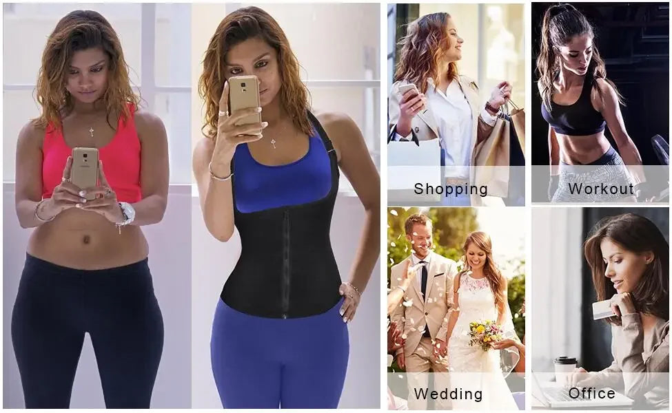 👗 Women’s Waist Trainer Corset – Zipper Cincher Tank Top with Straps