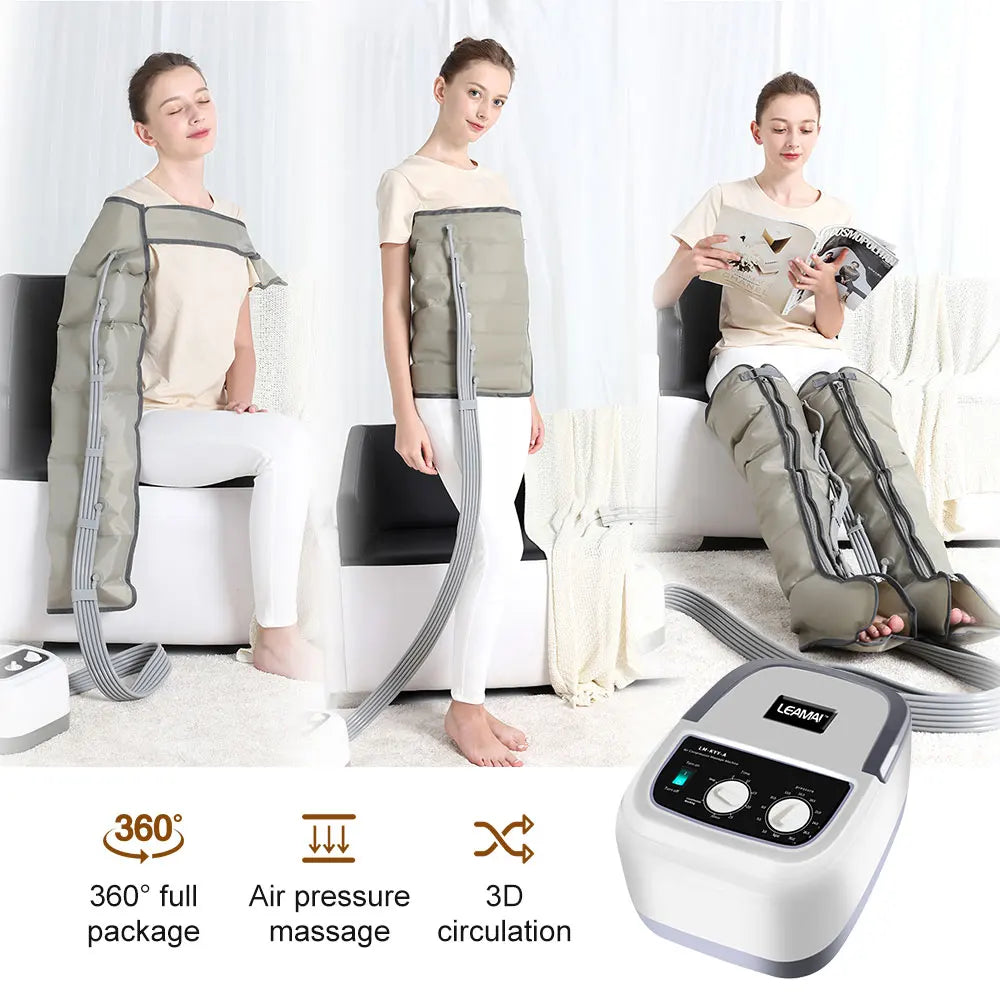Air Chambers Compression Massager | Vibration + Infrared Therapy | Multi-Function Leg, Arm & Waist Pneumatic Air Wraps | Muscle Relaxation & Pain Relief