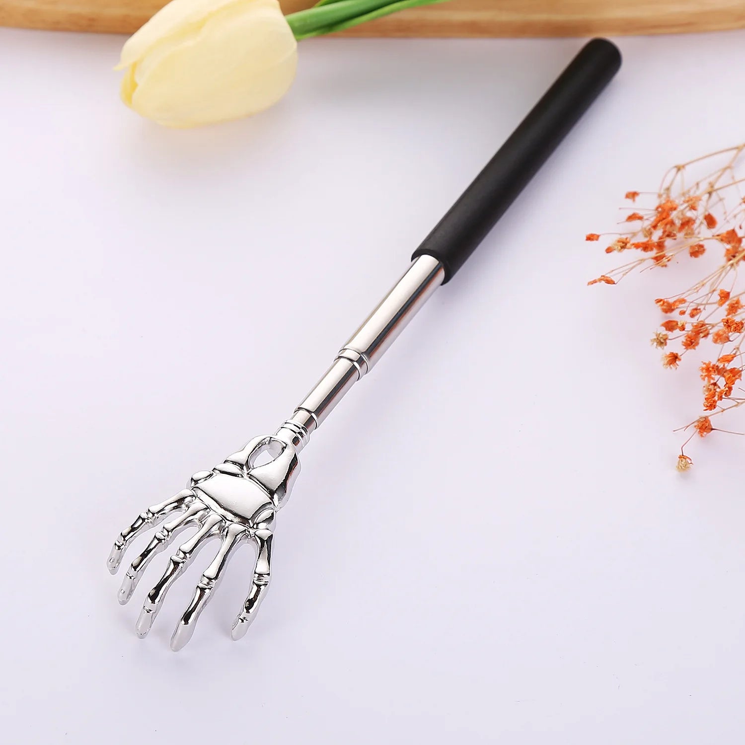 Telescopic Stainless Steel Back Scratcher – Extendable Claw Massage Tool