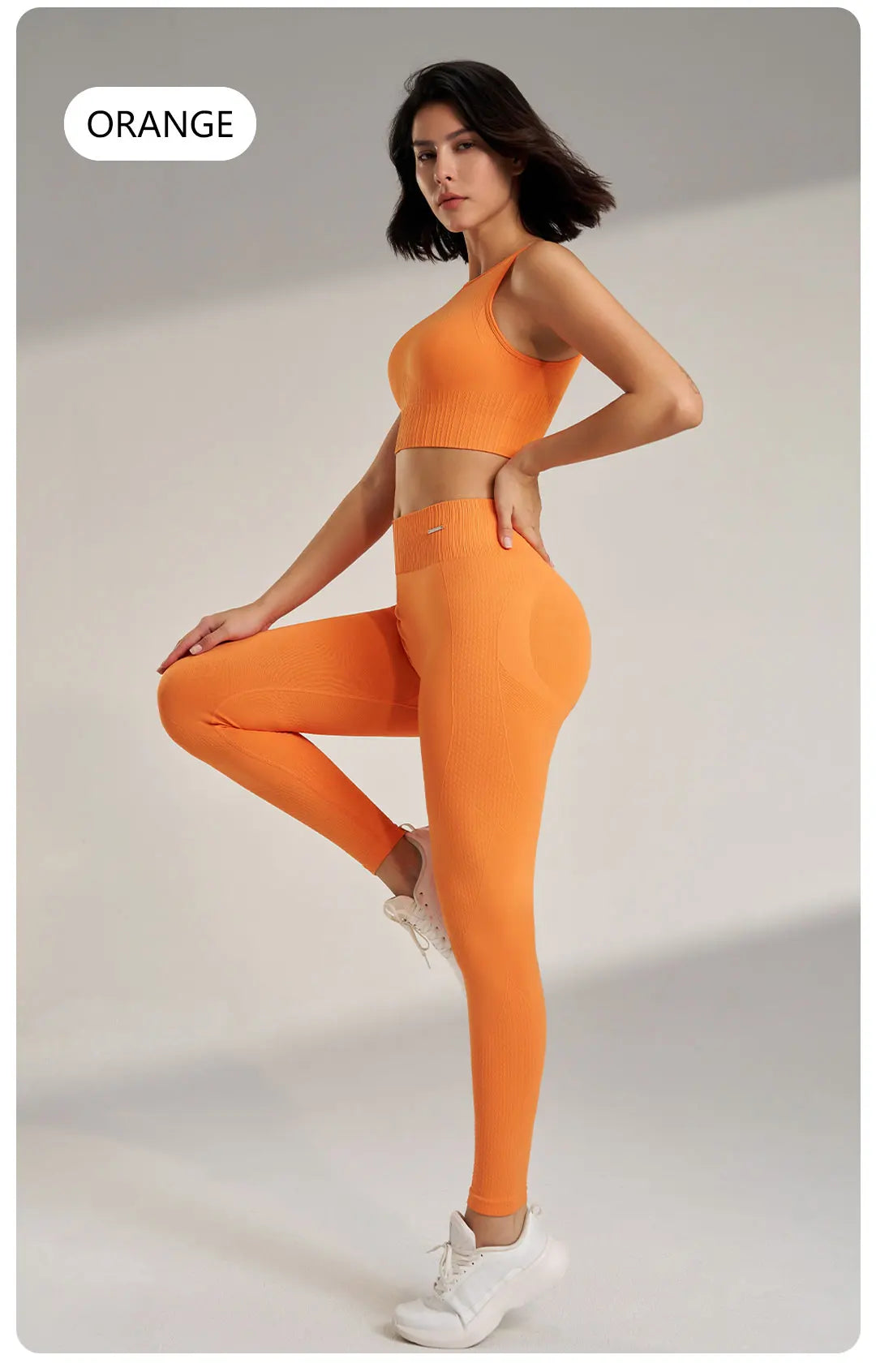 🧵 Seamless Yoga Clothing Set – High Waist Leggings + Fitness Top