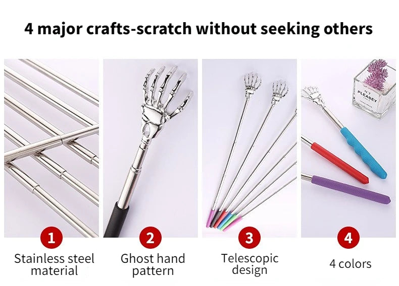 Telescopic Stainless Steel Back Scratcher – Extendable Claw Massage Tool