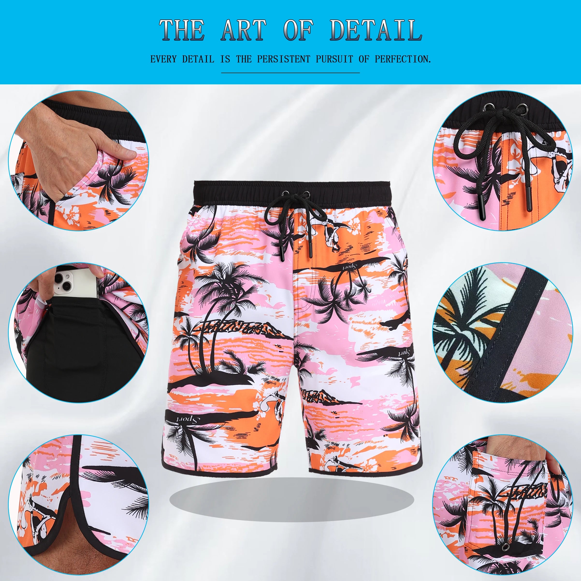 🌴 Men’s Printed Beach Shorts – Vacation Style