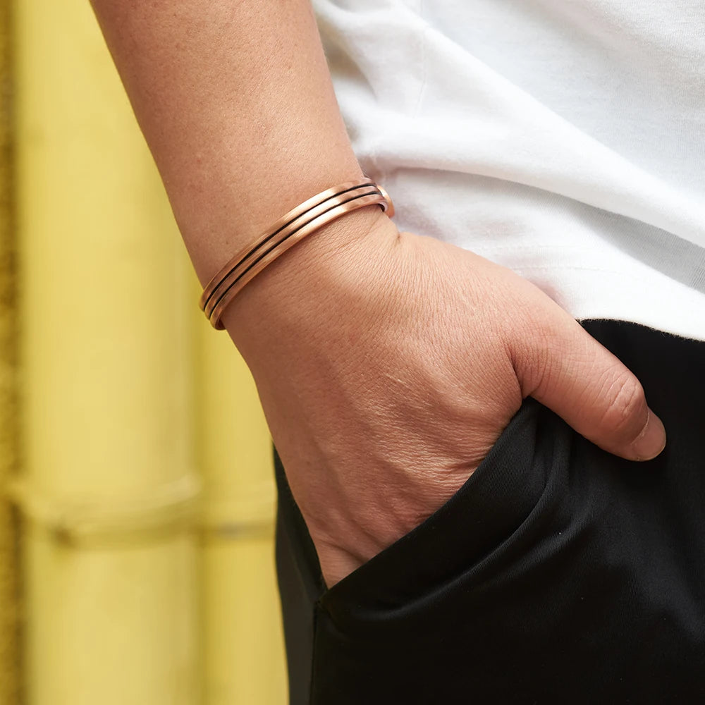 Vinterly Pure Copper Magnetic Bracelet – Adjustable Vintage Bangle for Arthritis Relief