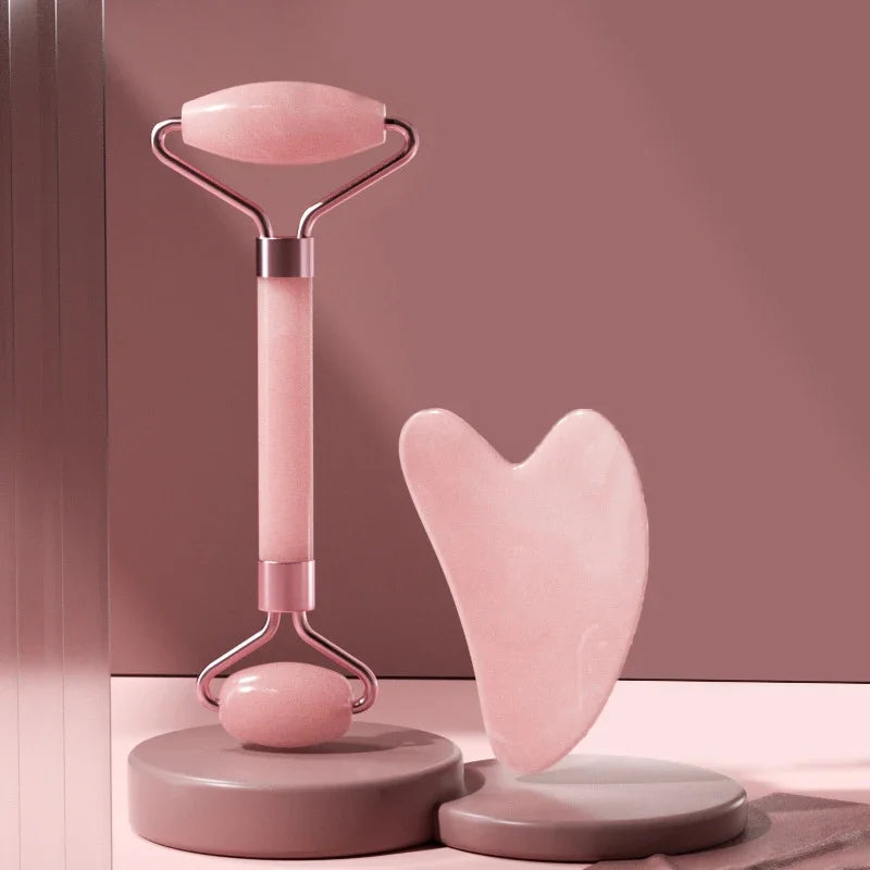 2Pcs Gua Sha & Face Roller Set – Jade Massage Tool for Skin Lifting & Anti-Aging