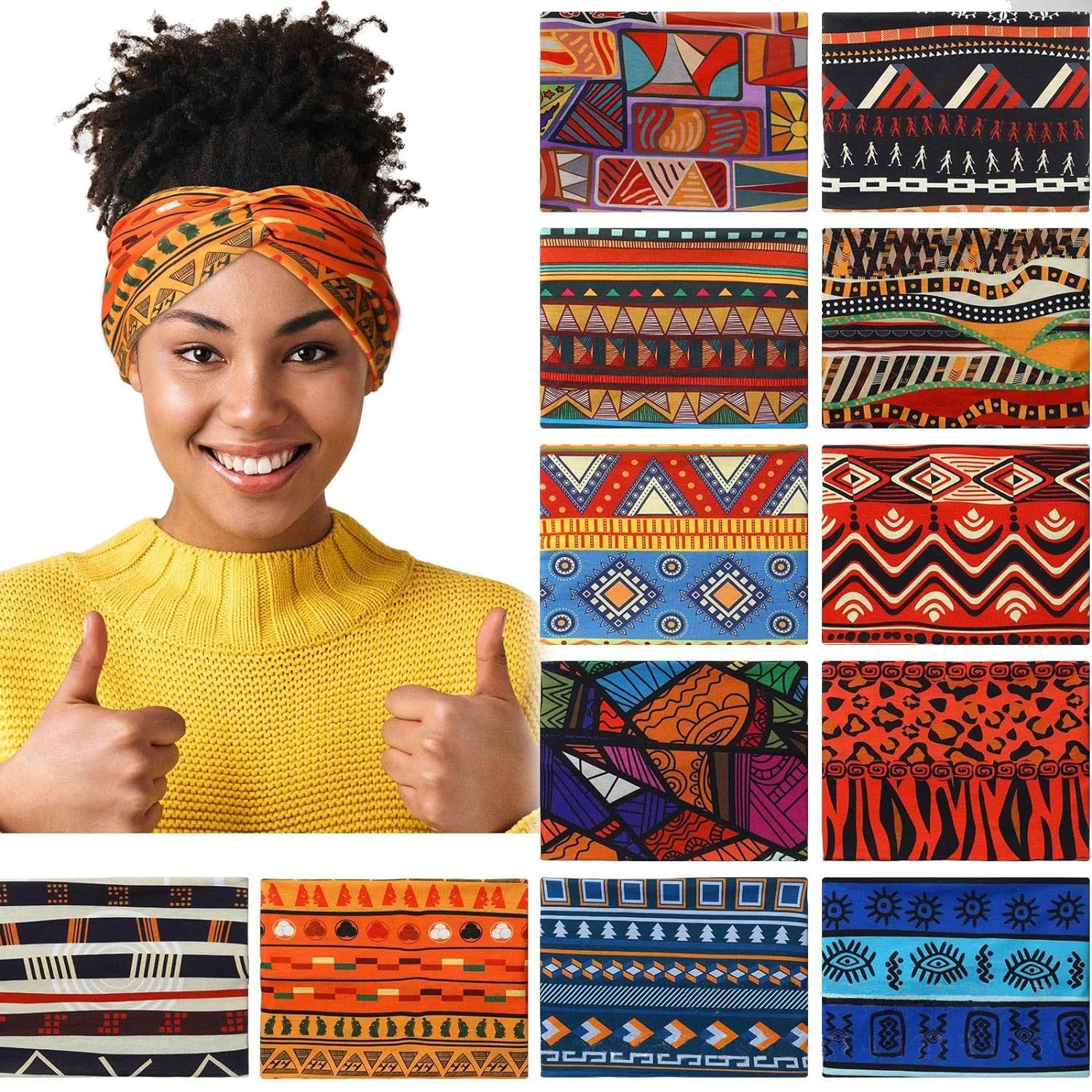 🧘‍♀️ Bohemian Yoga Headband – Wide High Strength African Style Wrap