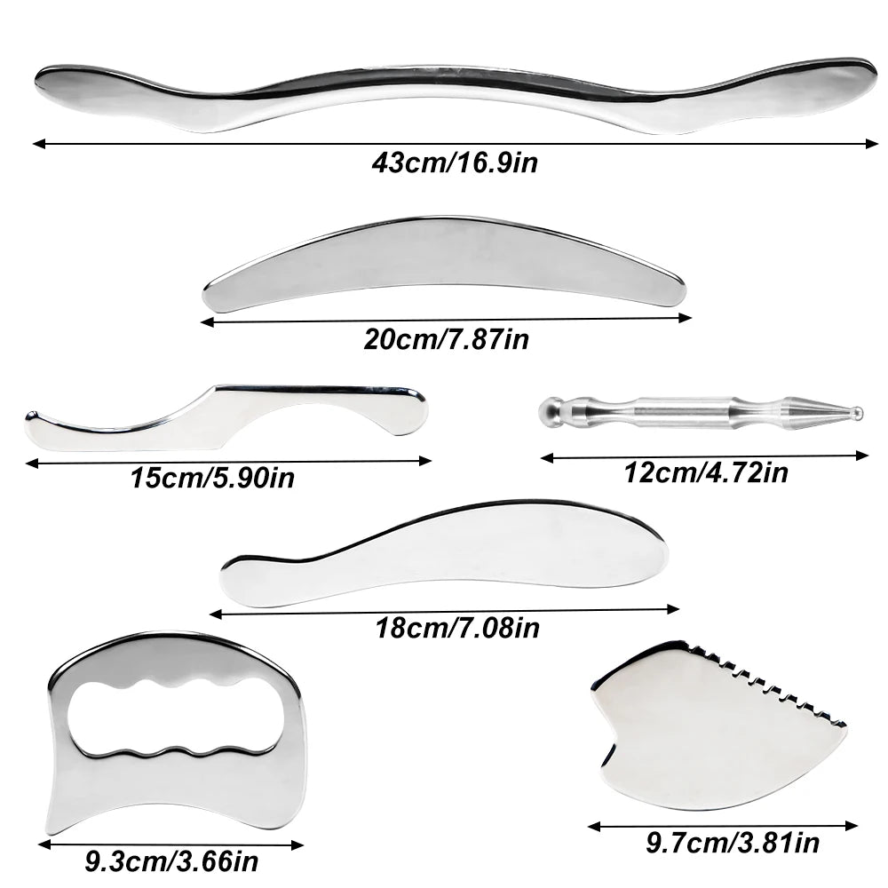 1/4/7pcs Gua Sha Massage Tools – Stainless Steel IASTM Muscle Scraper Set