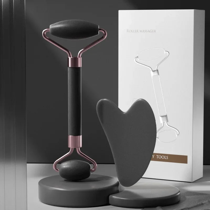 2Pcs Gua Sha & Face Roller Set – Jade Massage Tool for Skin Lifting & Anti-Aging