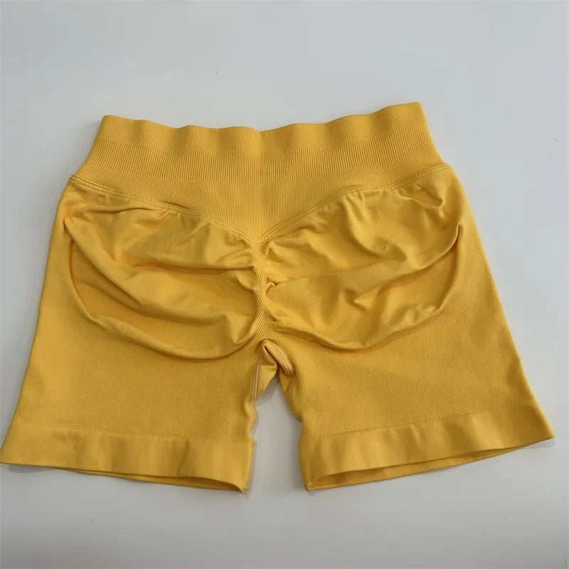 Low-Rise Seamless Scrunch Yoga Shorts – Ribbed Booty Lift Gym Workout Wear