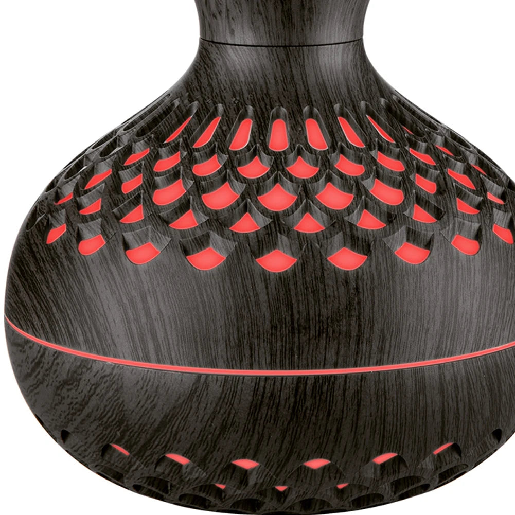300ml Wood Grain Flower Diffuser – USB Rechargeable Aromatherapy Humidifier with Light