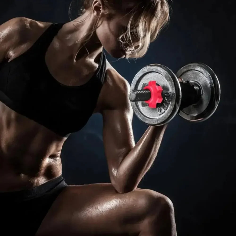 PVC Dumbbell Bar with Spin-Lock Collars – Barbell Handles for Home Gym Strength Training