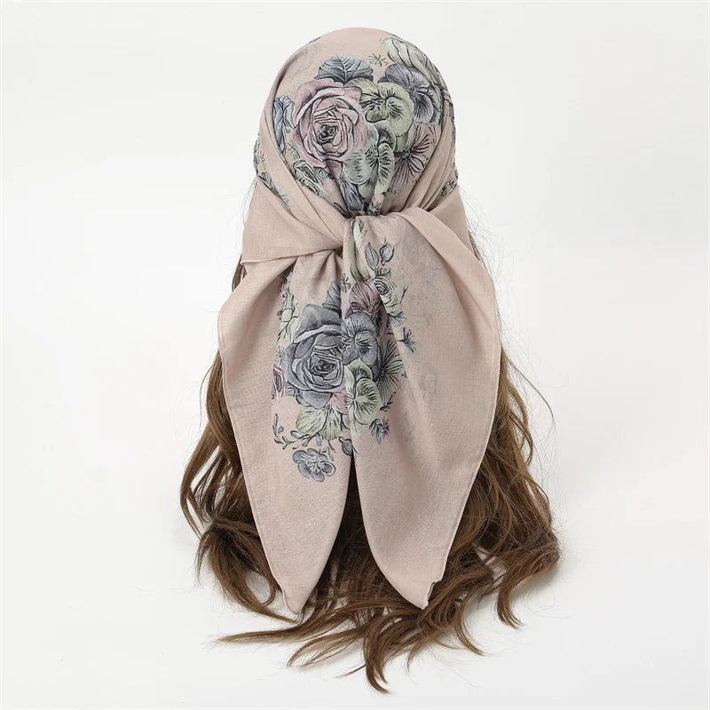 Muslim Square Hijab Scarf – 90x90cm Women’s Head Cover Wrap for Modest Fashion