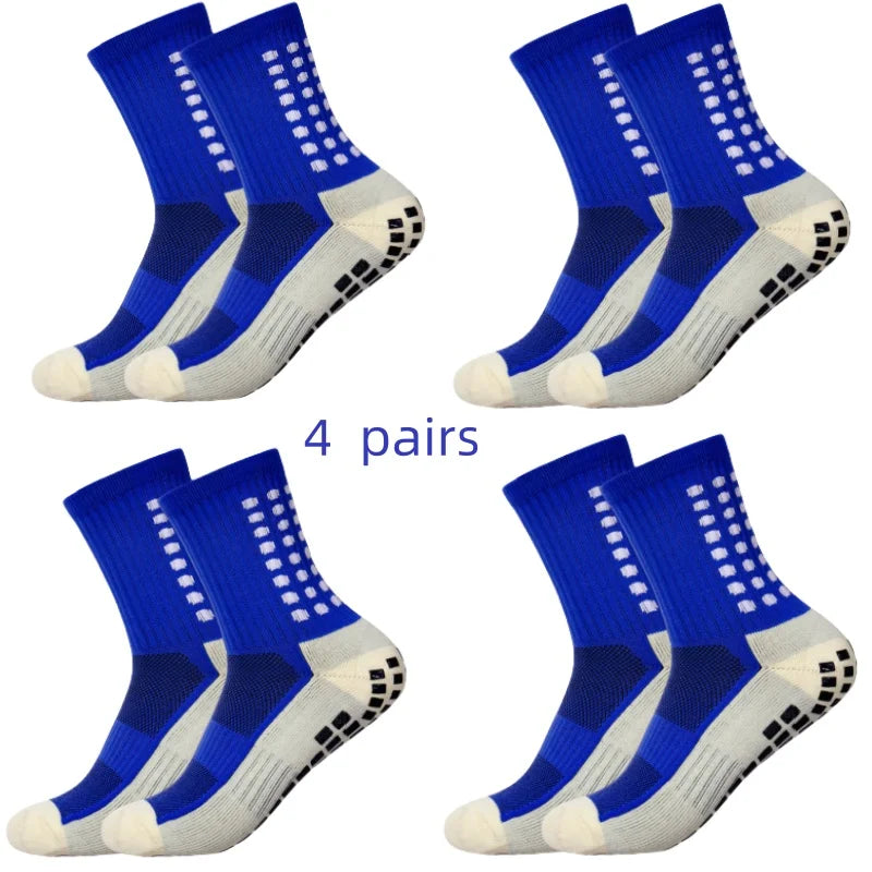 4 Pairs Men’s Soccer Grip Socks – Anti-Slip Football Training & Basketball Sports Socks