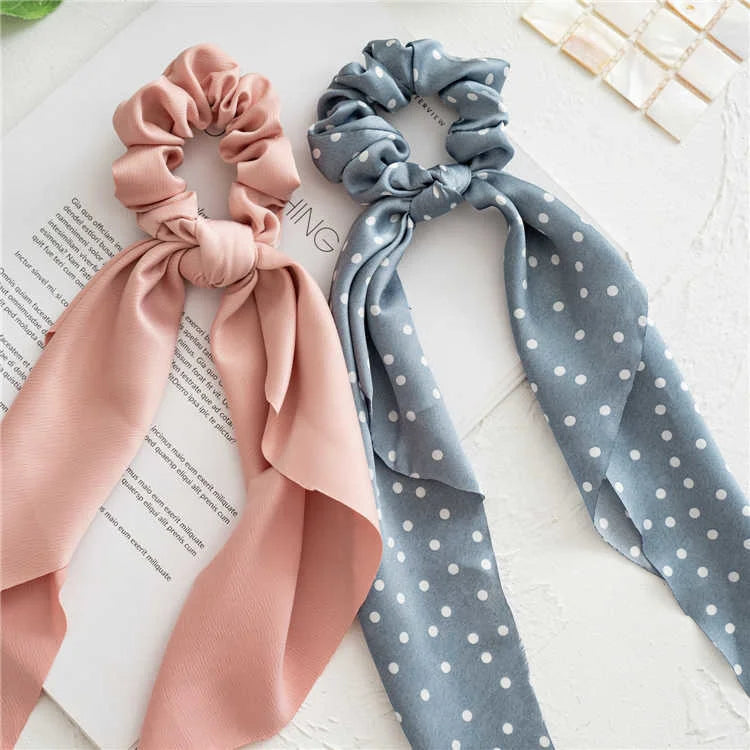 🎀 Leopard Satin Bow Ponytail Scarf – Long Ribbon Hair Tie Scrunchie