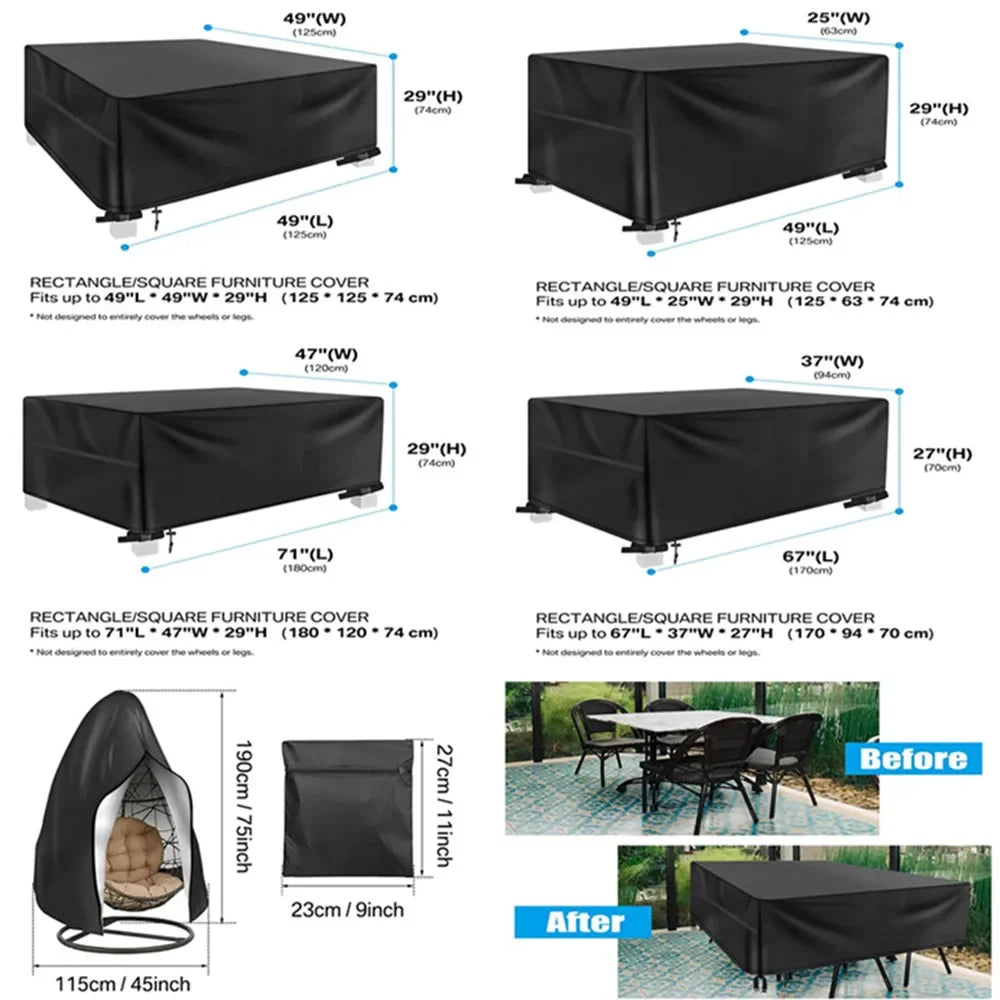 Waterproof Garden Furniture Cover – Heavy Duty Windproof 600D Oxford