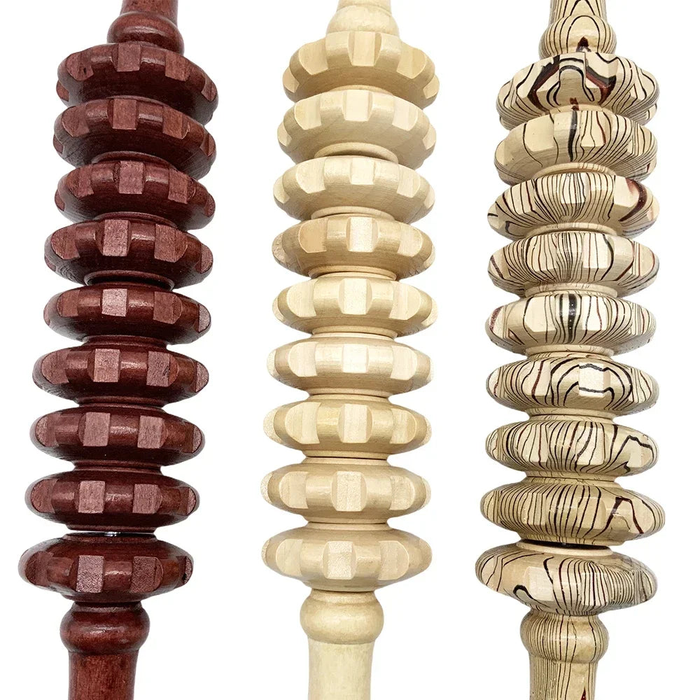 Wooden Slimming Roller Massager – 9/12-Wheel Body Shaper for Legs & Back
