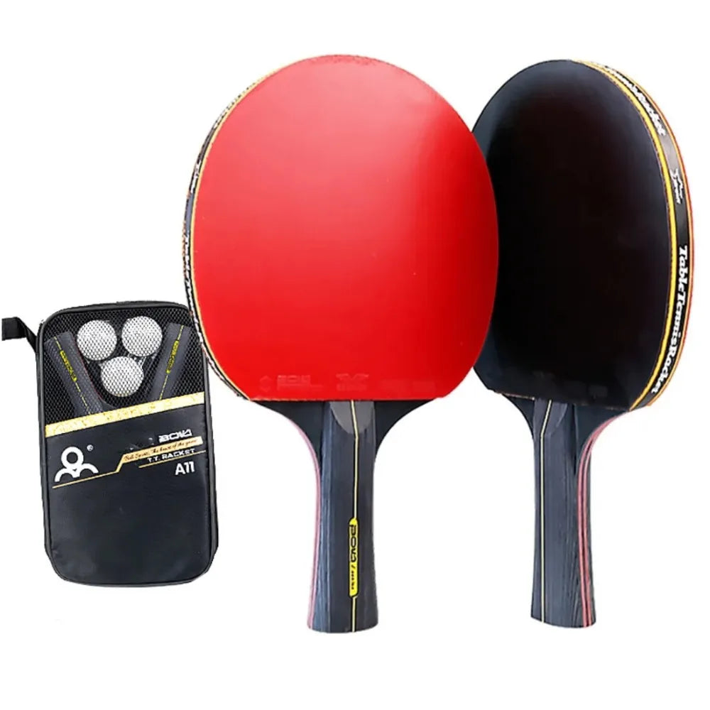 5/6 Star Professional Ping Pong Racket Set – 2 Bats + Bag