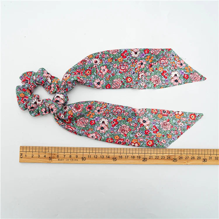 🎀 Leopard Satin Bow Ponytail Scarf – Long Ribbon Hair Tie Scrunchie