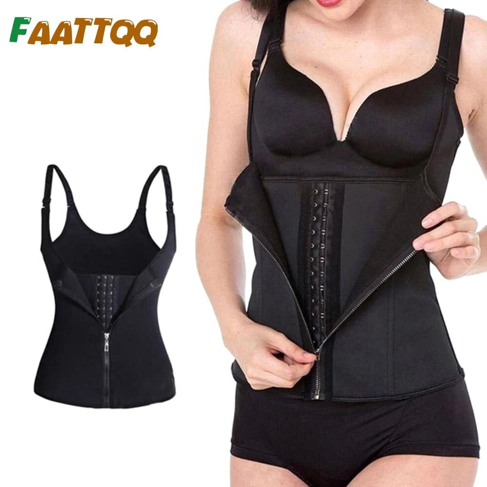 👗 Women’s Waist Trainer Corset – Zipper Cincher Tank Top with Straps