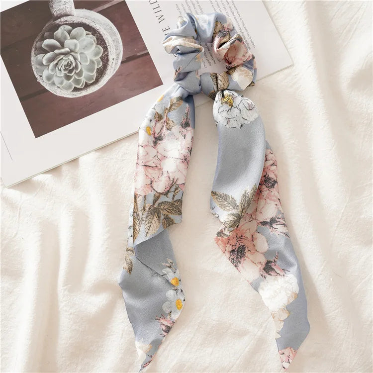 🎀 Leopard Satin Bow Ponytail Scarf – Long Ribbon Hair Tie Scrunchie