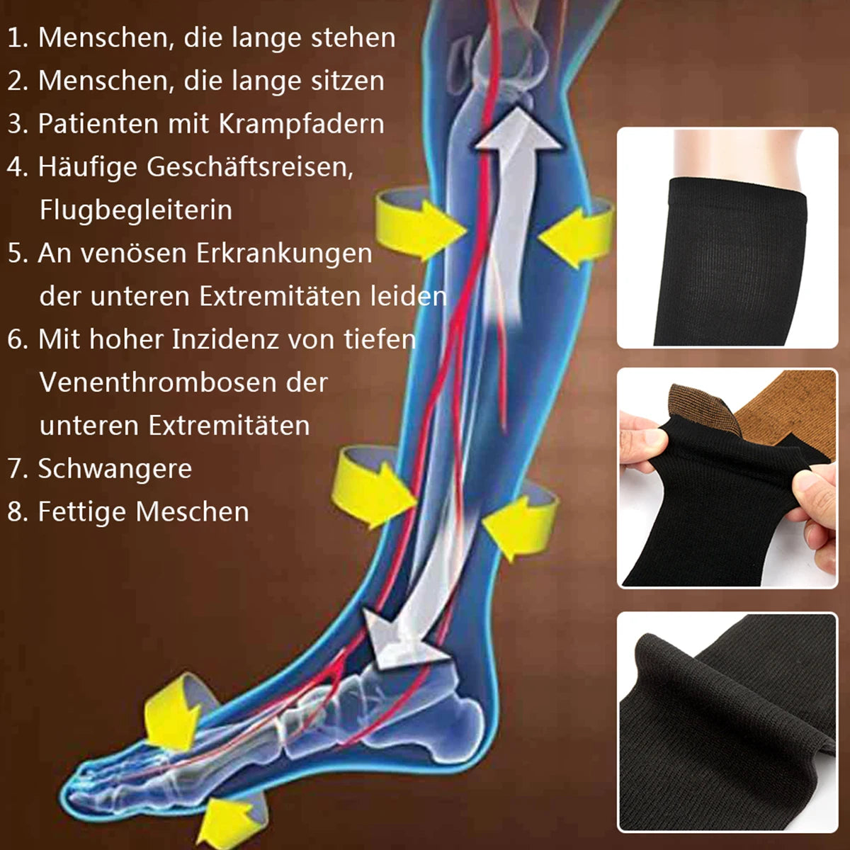 5 Pairs Copper Compression Socks – Anti-Fatigue & Anti-Varicose Support Stockings
