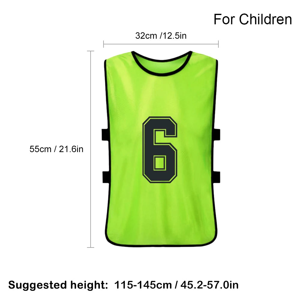 6/12PCS Kids Soccer Pinnies – Quick Dry Youth Sports Jerseys