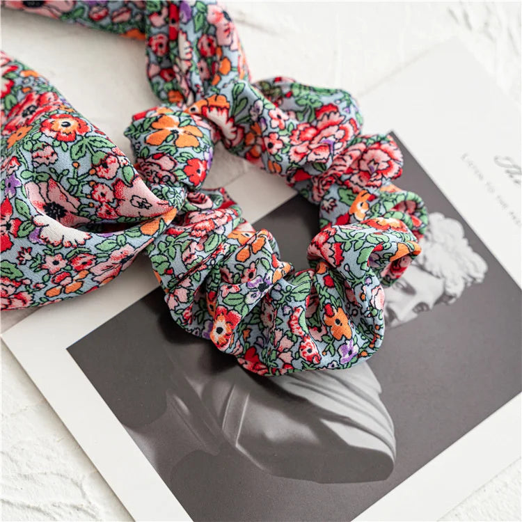 🎀 Leopard Satin Bow Ponytail Scarf – Long Ribbon Hair Tie Scrunchie