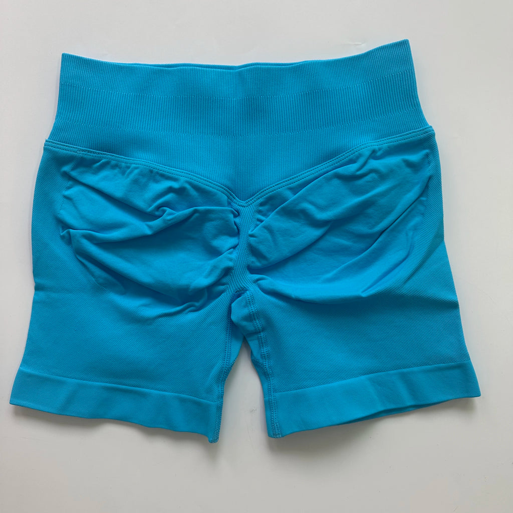 Low-Rise Seamless Scrunch Yoga Shorts – Ribbed Booty Lift Gym Workout Wear