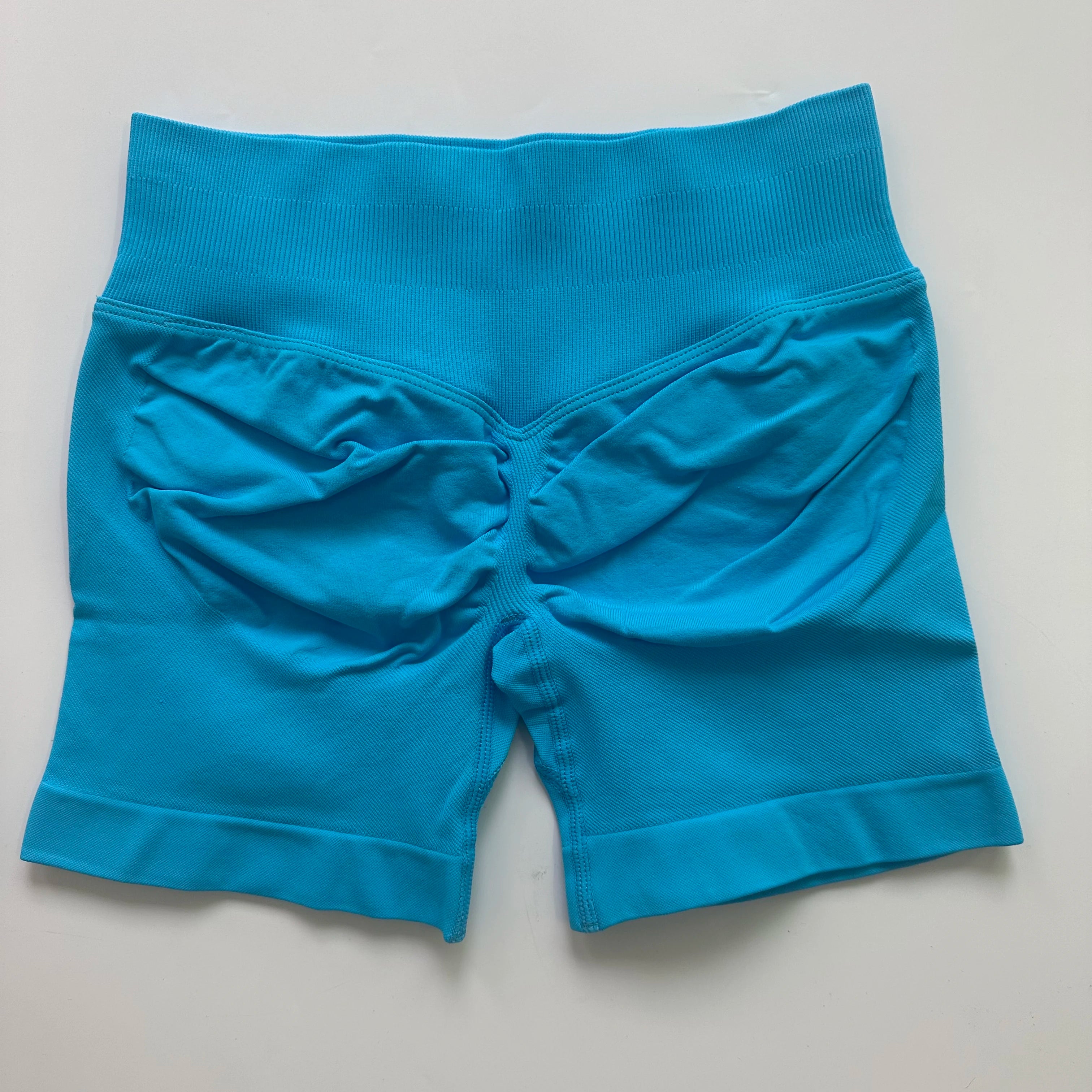 Low-Rise Seamless Scrunch Yoga Shorts – Ribbed Booty Lift Gym Workout Wear