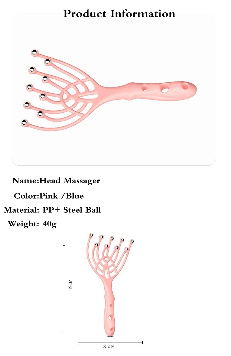 Multi-Function Scalp Massager Tool Head, Body, & Stress Relief Brush for Hair & Relaxation