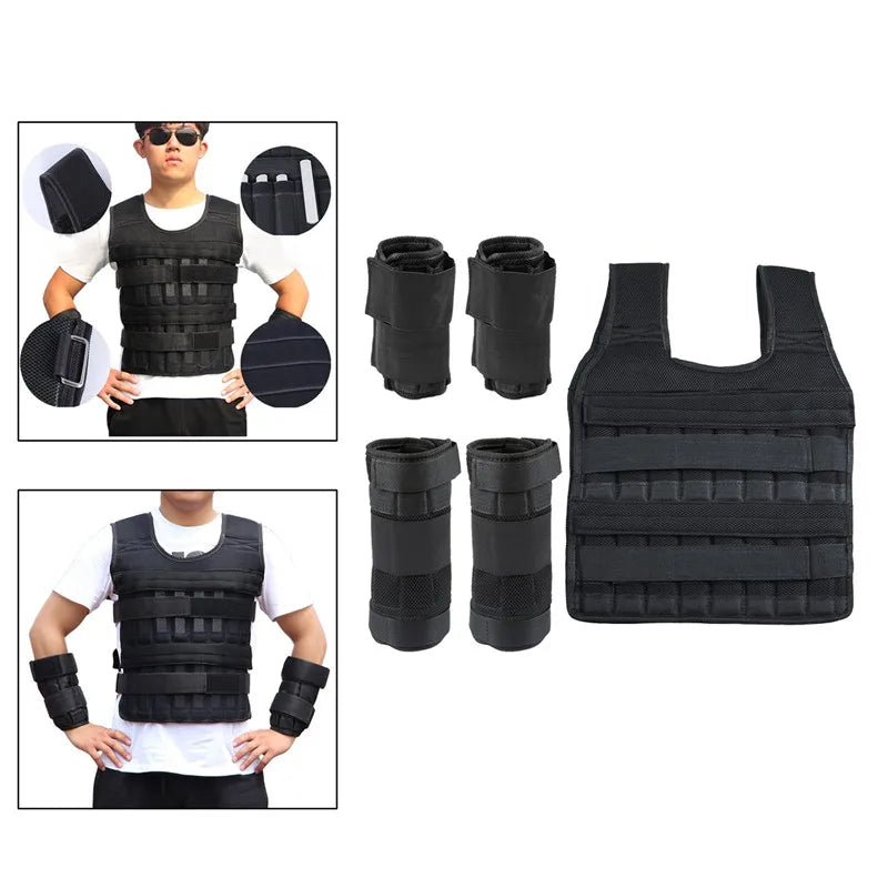 🔹 Adjustable Weighted Vest Set – 15–50kg Bodybuilding Gear