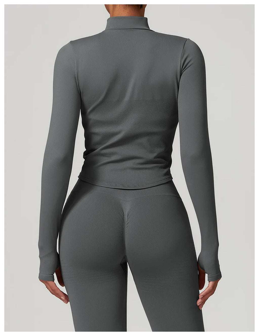 Women’s Zipper Crop Jacket – Long Sleeve Yoga Sports Top for Workout & Gym