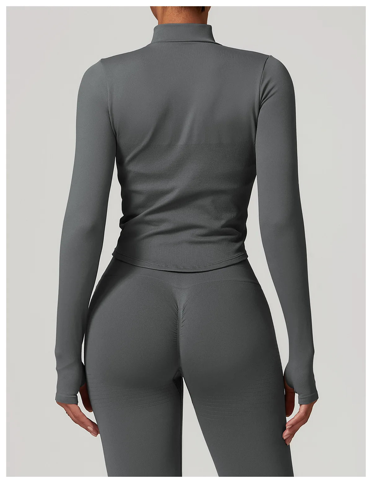 🔥 Women’s Zipper Crop Jacket – Long Sleeve Yoga Sports Top