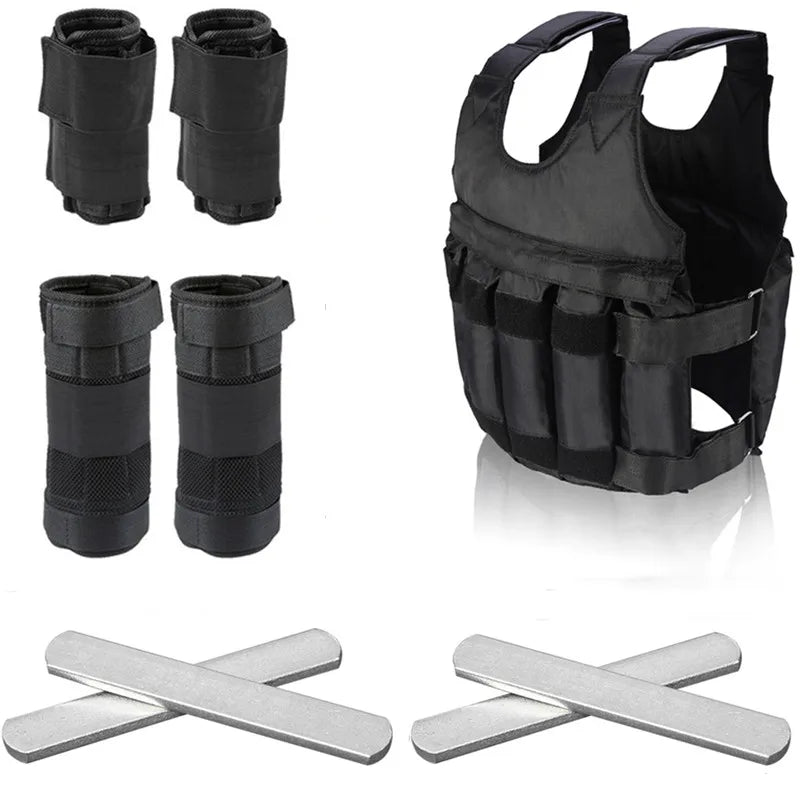 🔹 Adjustable Weighted Vest Set – 15–50kg Bodybuilding Gear