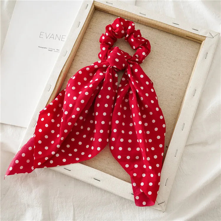 🎀 Leopard Satin Bow Ponytail Scarf – Long Ribbon Hair Tie Scrunchie