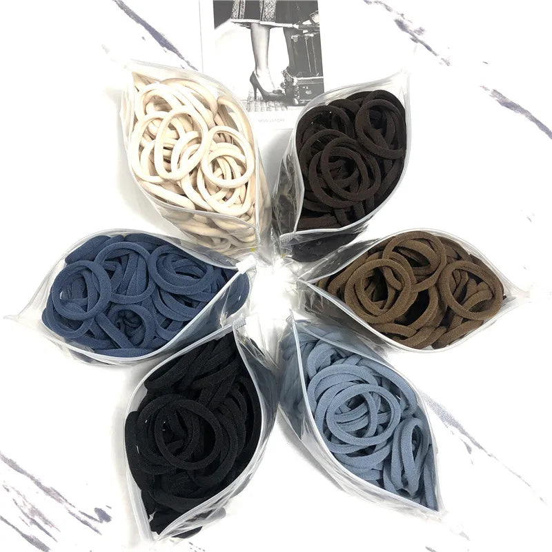 20/50PCS Hair Ties Set – Simple Elastic Rubber Bands for Women Girls Ponytails (4cm)