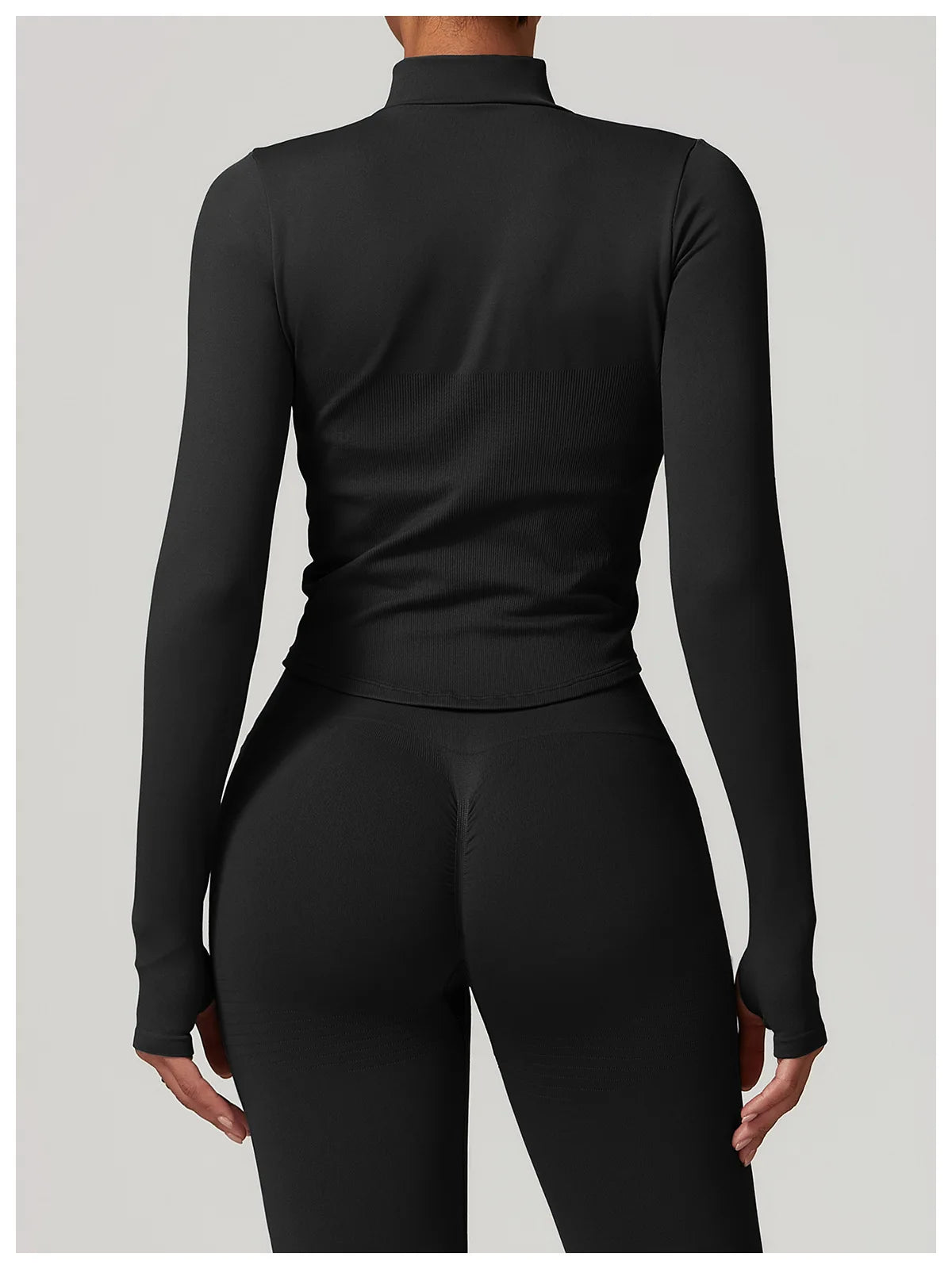 🔥 Women’s Zipper Crop Jacket – Long Sleeve Yoga Sports Top