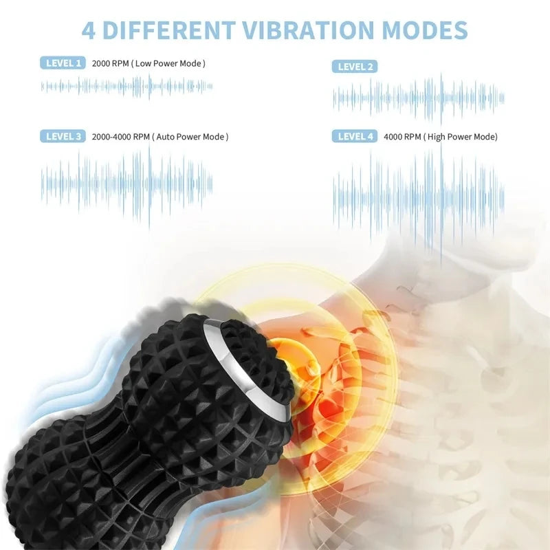 Vibrating Peanut Massage Ball – 4-Speed Electric USB Foam Roller Ball