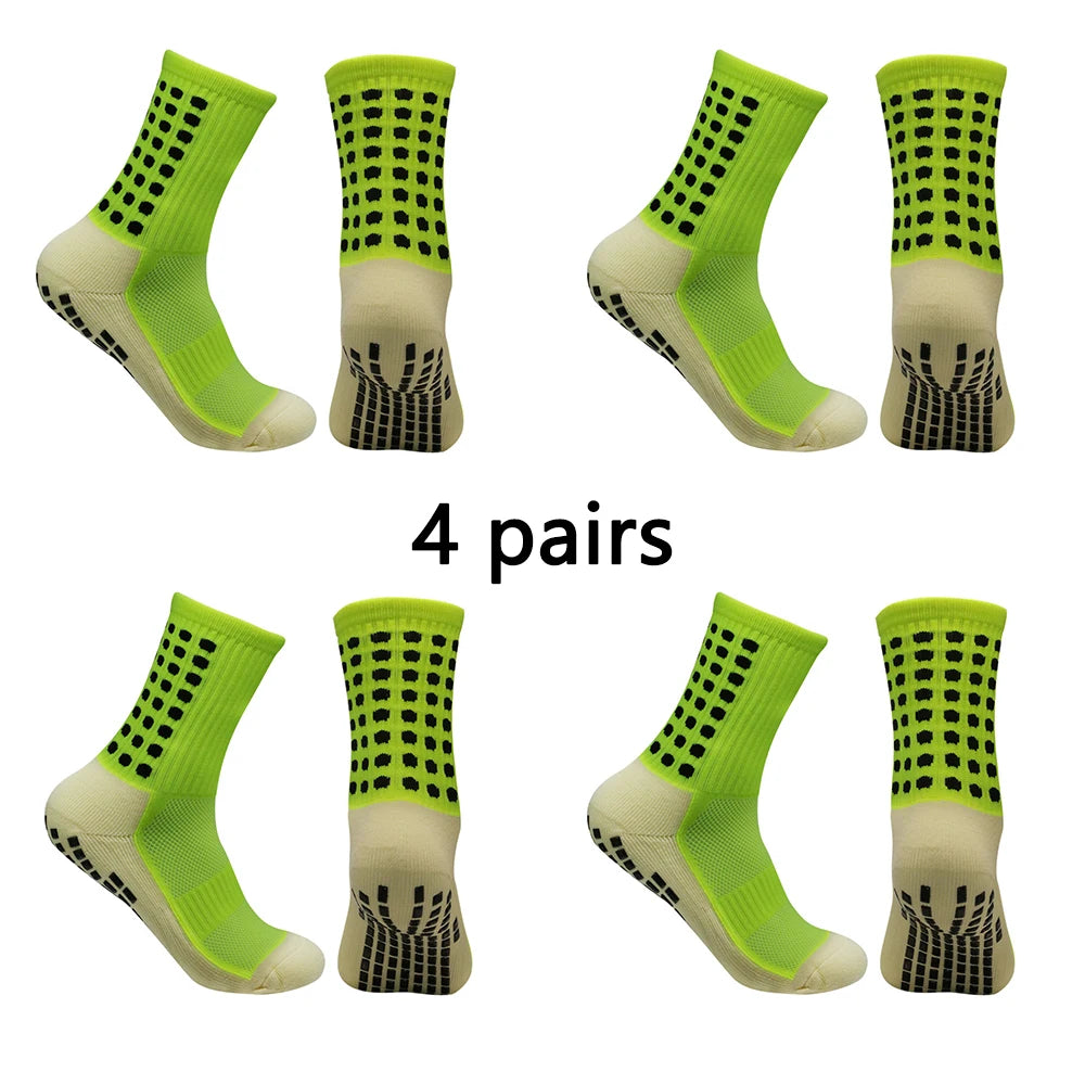 4 Pairs Men’s Soccer Grip Socks – Anti-Slip Football Training & Basketball Sports Socks