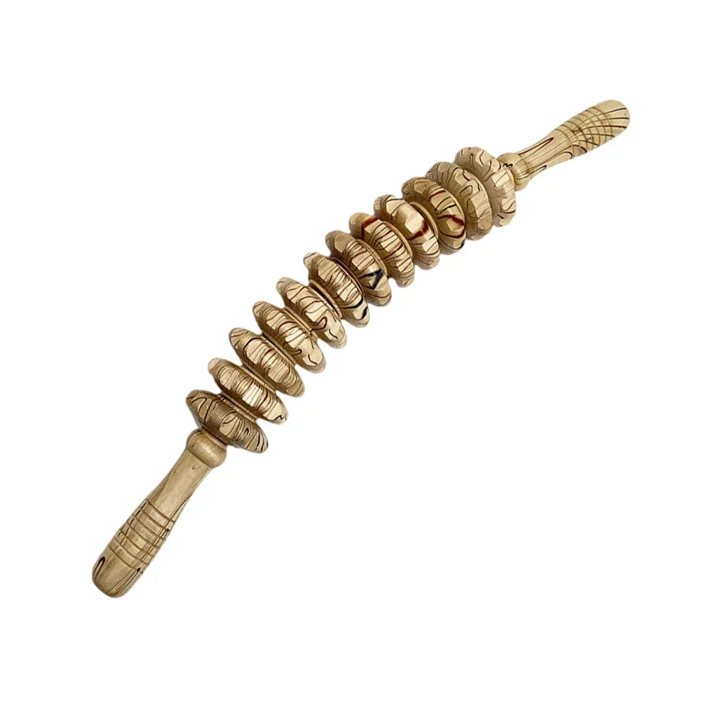 Wooden Slimming Roller Massager – 9/12-Wheel Body Shaper for Legs & Back