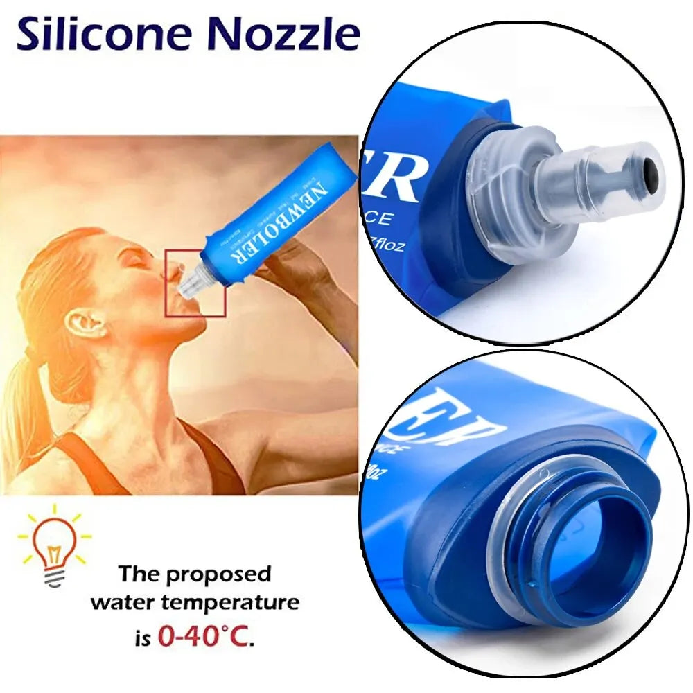 NEWBOLER Collapsible Water Bottle – 250ml/500ml Soft Foldable Running Flask