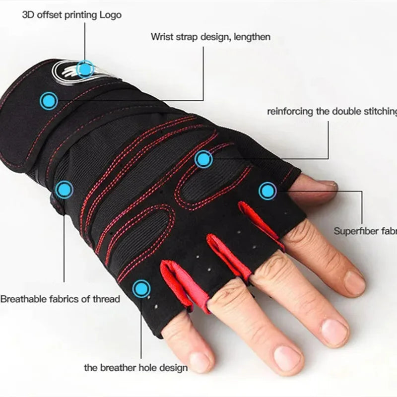 Outdoor Sport Gloves – Long Fingerless Gym & Cycling Gloves with Wrist Guard Support