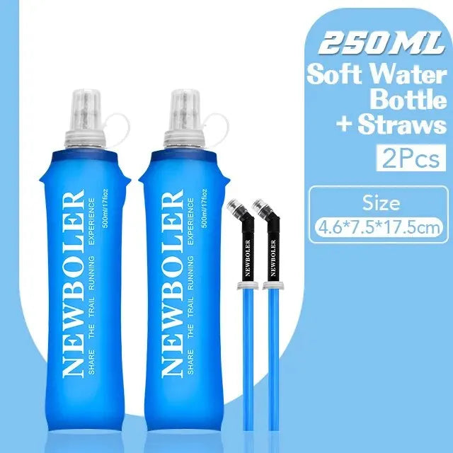 NEWBOLER Collapsible Water Bottle – 250ml/500ml Soft Foldable Running Flask
