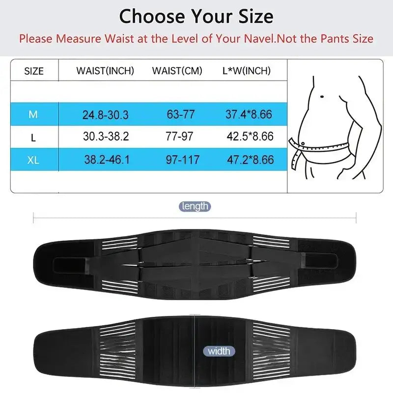 Adjustable Back Support Brace – Lumbar Waist Trainer Sweat Belt for Men Women