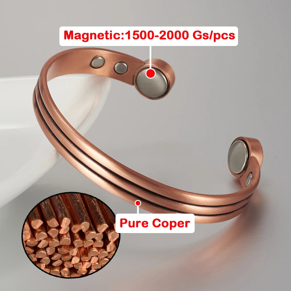 Vinterly Pure Copper Magnetic Bracelet – Adjustable Vintage Bangle for Arthritis Relief