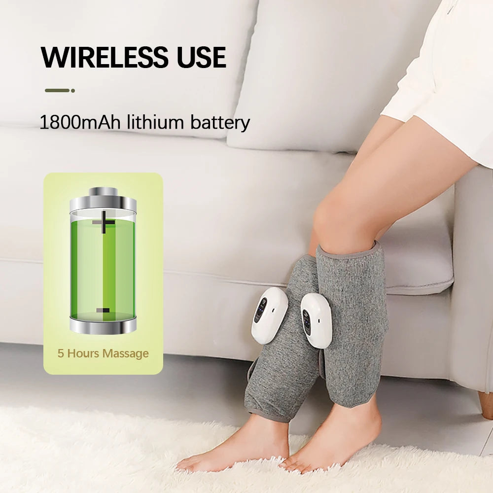 Wireless Leg Massager – Rechargeable Air Compression Calf & Foot Massage for Muscle Pain Relief